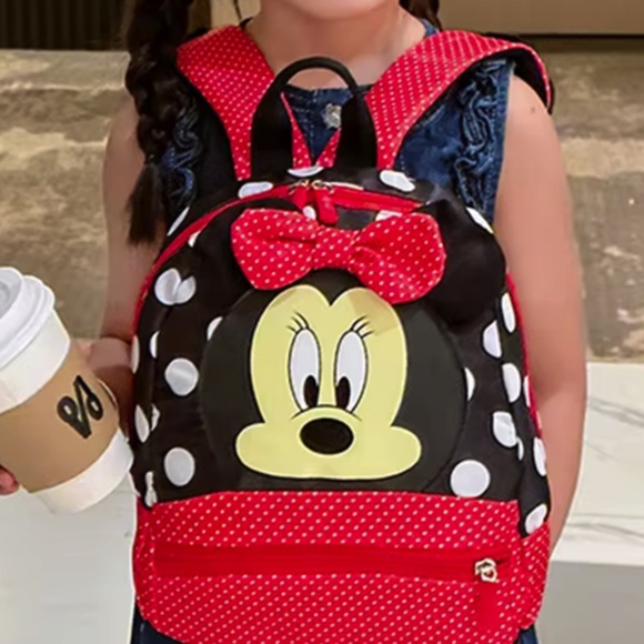 MINNIE MOUSE SMALL BACKPACK - EXTRA ZIPPER IN FRONT TO ADD - AGES 3+ - Picture 3 of 4